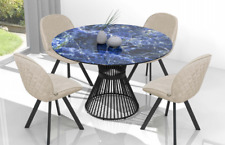 TAVOLO TONDO FISSO 120 PIANO VETRO CERAMICA SP.12mm BASE METALLO BIANCA/NERA *AG