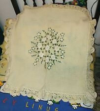 COPERTA COPERTINA LETTINO CARROZZINA NEONATO MAGLIA A MANO CON RICAMI CM.75x75
