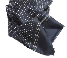 SCIARPA DI SETA UOMO TUBOLARE BLU A POIS BIANCHI CLASSE ELEGANZA MADE IN ITALY