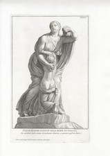 NIOBE , GRANDE INCISIONE   a  BULINO  del 1704 , originale, rarissima