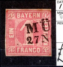 Germania Baviera 1850 sg 8a 1k rosa VFU