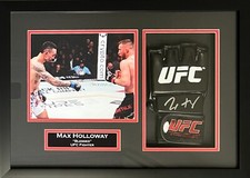 Guanto Max Holloway autografato firmato incorniciato UFC JSA Beato Justin Gaethje