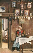 1927 Contadino meranese Merano Meraner Bauer in der Stube Cartolina