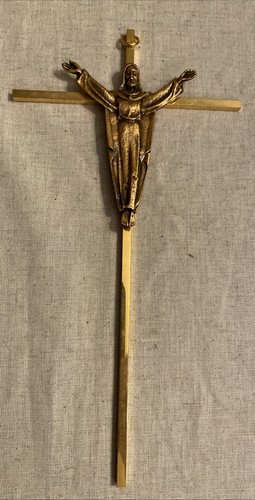 Crocifisso ottone vintage - crocifisso,