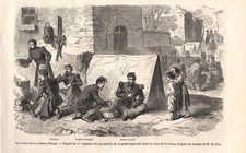 Stampa antica BATTAGLIA DI SOLFERINO CAVRIANA cucine da campo 1859 Antique print