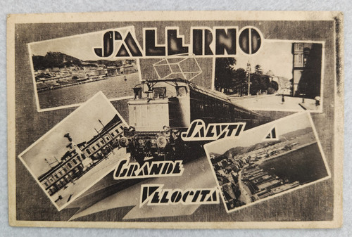 Cartolina salerno treno saluti - cartolina,