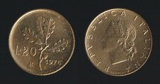 20 LIRE 1976 RAMO DI QUERCIA -