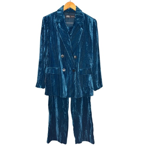 Zara teal blazer velluto - zara,