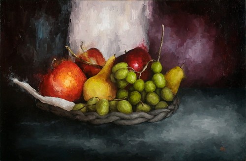 Dipinto olio natura morta - a,