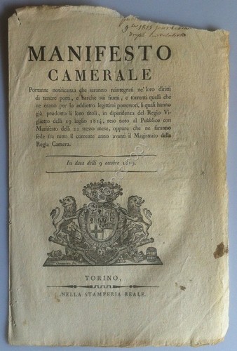 Regno sardegna 1815 - regno, di