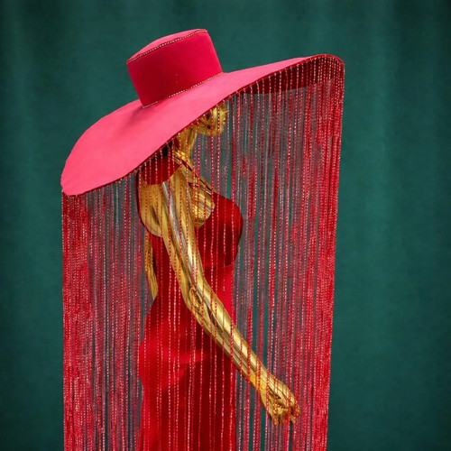 Cappello rosso tesa larga - rosso,