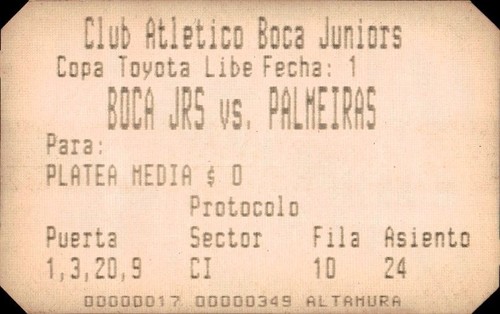 Biglietto stadio boca jrs - boca,