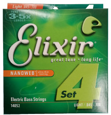 Elixir 14052 Nanoweb Electric Bass Muta Set 4 Corde Basso Tensione Light 45-100