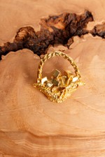 %Vendita% Vintage 60er Spilla Oro IN Ottone Cestino Pic-Nic Gioielli-Moda