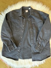 Camicia denim western nero sbiadito Levis chiusura a scatto uomo jeans grande classico