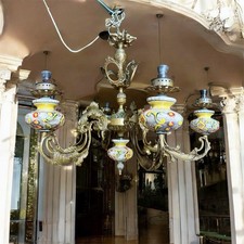Lampadario 6 luci in bronzo e