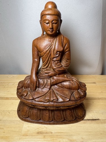 Statua buddah legno loto - buddah,