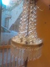 lampadario stile impero gocce in cristallo? e ottone a 3 luci anni 40-50