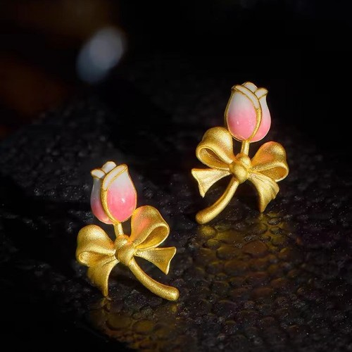 Orecchini perno tulipano - a,
