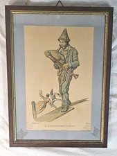 Incisione Antica Filippo Palizzi Il Zampognaro co’ Pupi  Da Usi e costumi Napoli