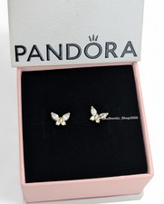NUOVI orecchini a perno PANDORA 100% autentici oro 14k farfalla scintillante 264264C01