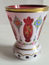 Bicchiere Boemia in vetro molato, dipinto a mano e dorato