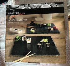 2xPiatto Quadrato Ardesia Nero Impermeabile Piatto Elegante Horeca