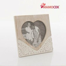 CORNICE Portafoto legno intarsiato cuore 15x15 bomboniera matrimonio shabby
