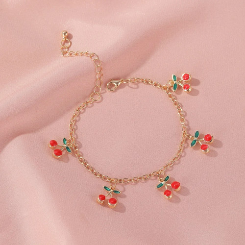 Bracciale ciliegia oro - oro, rosso