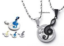 doppia Collana Chiave di violino Acciaio S.Steel Coppia Ciondoli uomo +donna s2