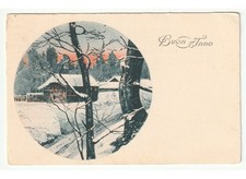 1931 antica cartolina natalizia paesaggio innevato auguri di Buon Anno