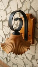 Applique rustico country in ferro battuto e legno 1 luce in terracotta