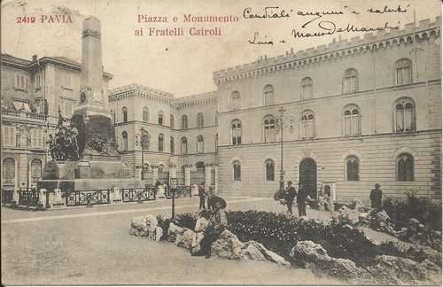 Cartolina pavia piazza - pavia,, e