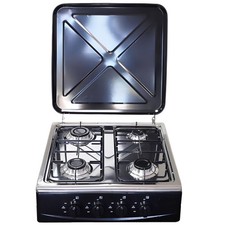 FORNELLO GAS 4 FUOCHI CON COPERCHIO ACCIAIO PER CAMPEGGIO PIANO COTTURA ESTERNO