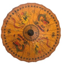Parasol Orientale Dipinto A Mano Con Drago / Ombrello In Legno Per Teatro