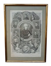 *HH* Antica Incisione Stampa Letterati Poeti Gandini Focosi Dante Petrarca Gozzi