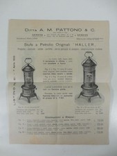 Anonimo, Ditta A. M. Pattono & C. Genova. Stufe a petrolio originali Haller. ...