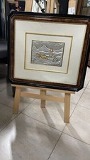 Quadro Vintage  con cornice paesaggio  su in  collina  42*45 cm