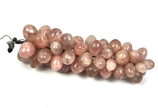 SCULTURA GRAPPOLO D'UVA Minerale Quarzo Rosa in PIETRA DURA retrò Vintage 900!!!