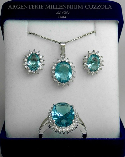 Parure argento 925 - argento, acquamarina