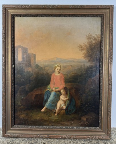 Antica olio tela - olio, su