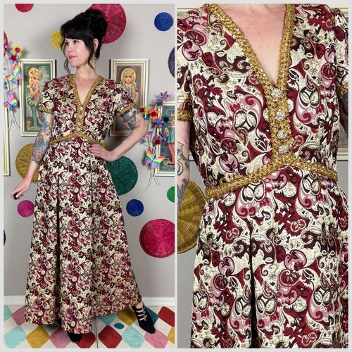 Abito broccato floreale - , oro