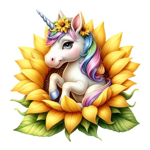 Adesivi girasoli unicorno - 7,