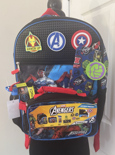 Zaino marvel set 6 pezzi - zaino,