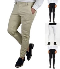 Pantaloni uomo chino slim fit elasticizzati beige cotone estivi skinny 46 48 50