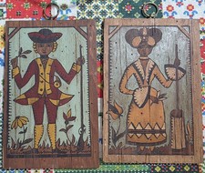 Set di 2 dipinti arte popolare