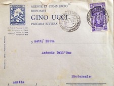 § BUSTA INTESTATA E VIAGG. - GINO UCCI AGENTE DI COMMERCIO, PESCARA RIVIERA 1934