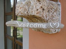 Cartello Insegna Welcome legno
