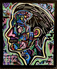 Hasworld espressionismo ritratto acrilico senza cornice street painting su tela