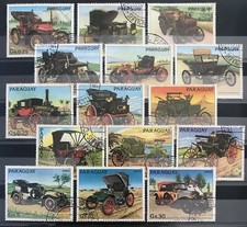 PARAGUAY Selezione tematica "Auto antiche" 15 valori TUTTI DIVERSI come da foto
